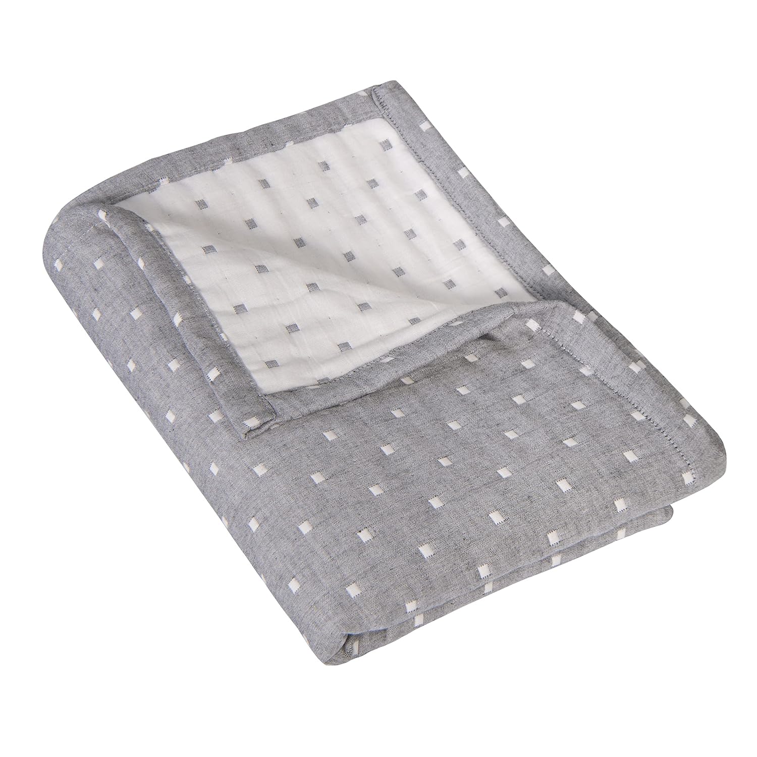 NTBAY 3 Layer Toddler Blanket Grey Dot Design
