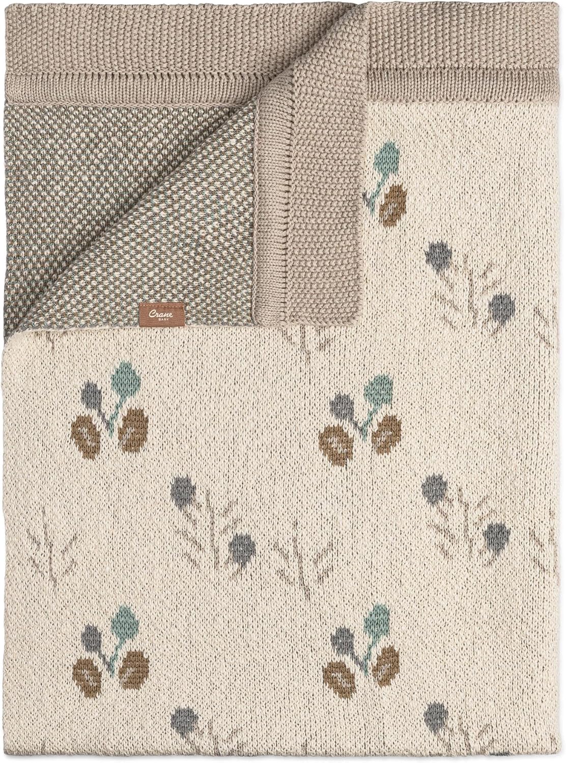 Crane Baby Organic Cotton Poppy Pattern Blanket