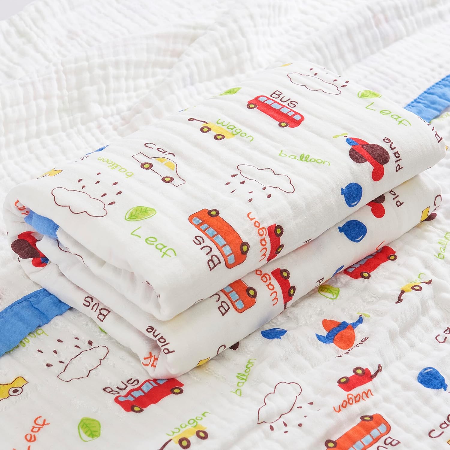 J-pinno Cars Muslin Blanket Reversible 6 Layer Baby Bed Blanket