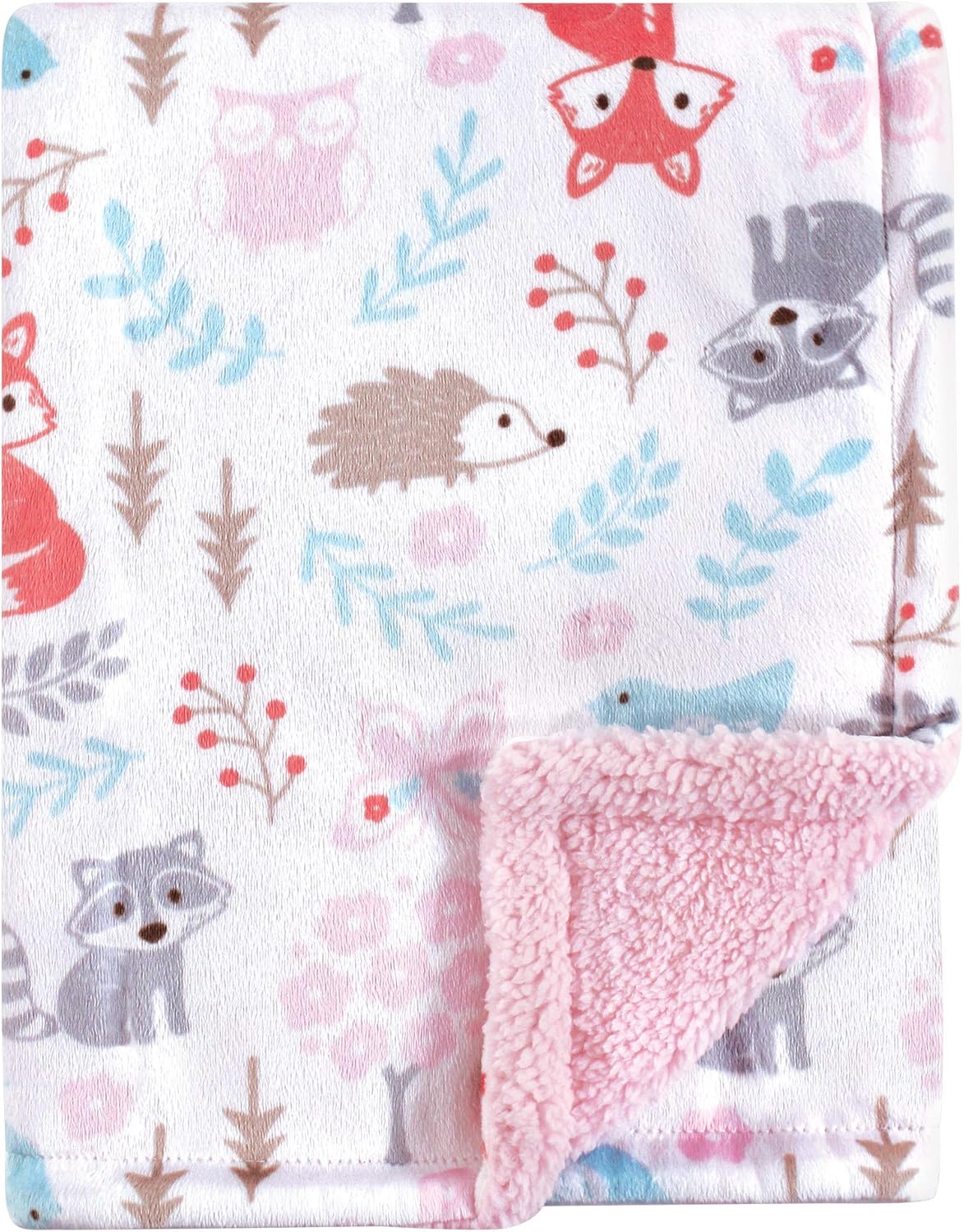 Hudson Baby Unisex Plush Blanket Girl Woodland One Size