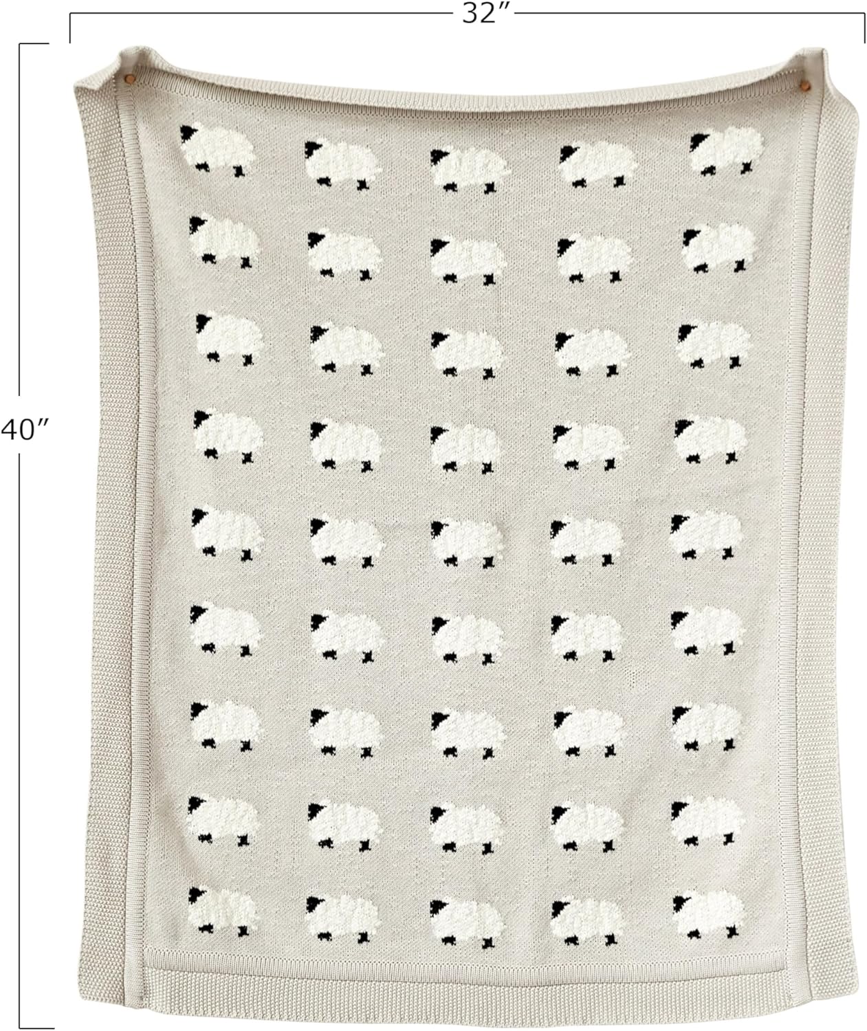 Creative Co-Op Grey Cotton Knit Sheep Blanket