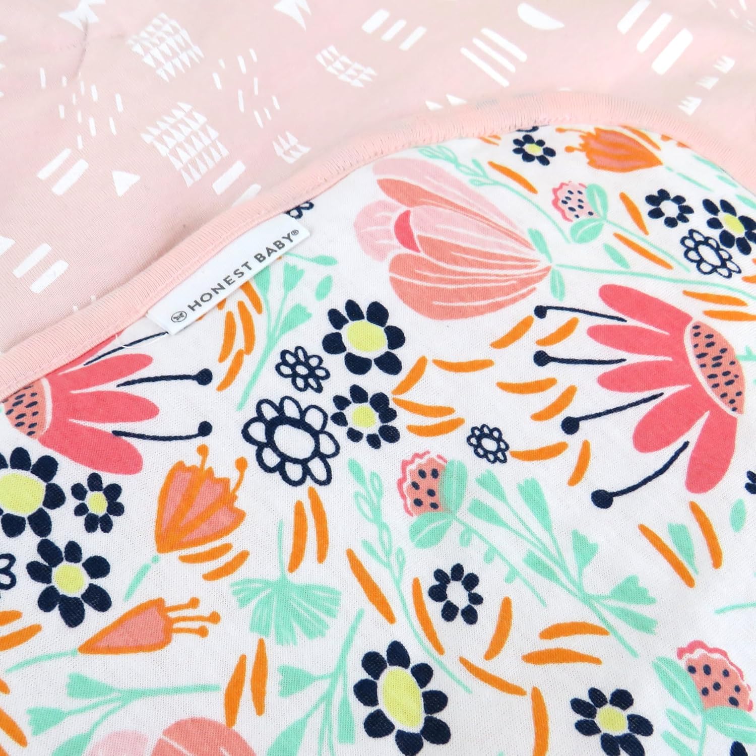 HonestBaby Reversible Organic Cotton Baby Blanket - Flower Power Design
