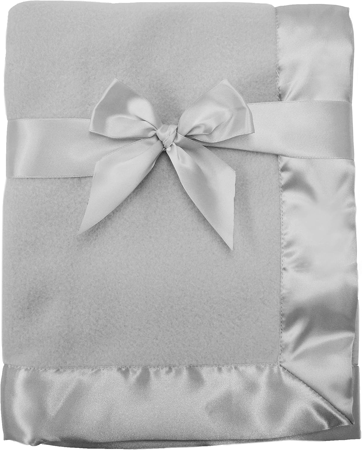 American Baby Company Fleece Blanket with Satin Trim Gray 30x40