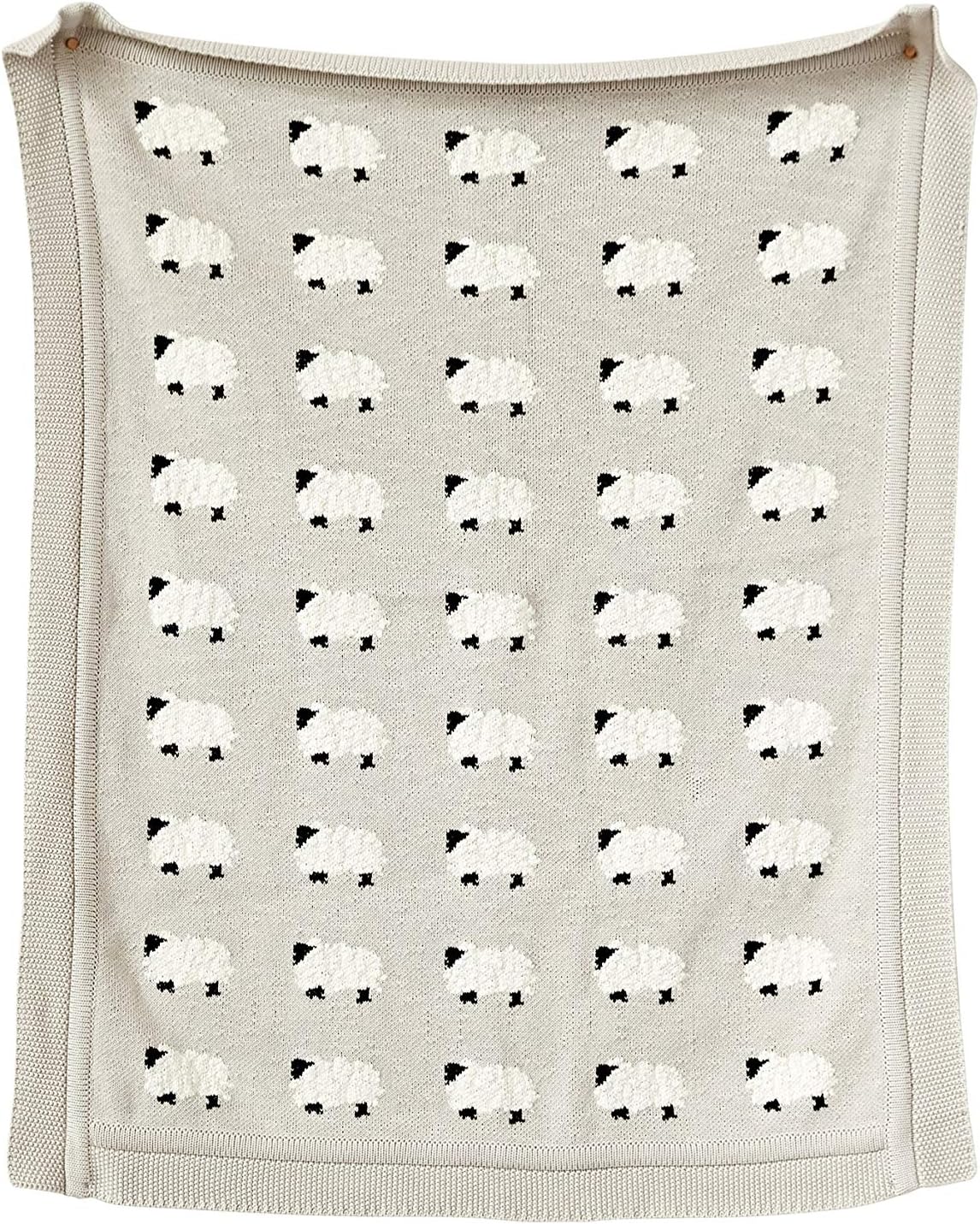 Creative Co-Op Grey Cotton Knit Sheep Blanket