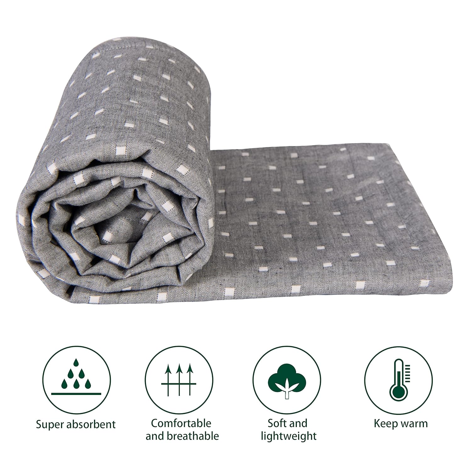 NTBAY 3 Layer Toddler Blanket Grey Dot Design