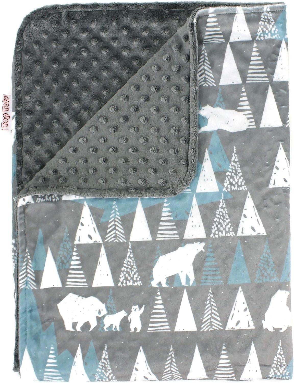 Top Tots Deluxe Baby Blanket - White Bear and Trees