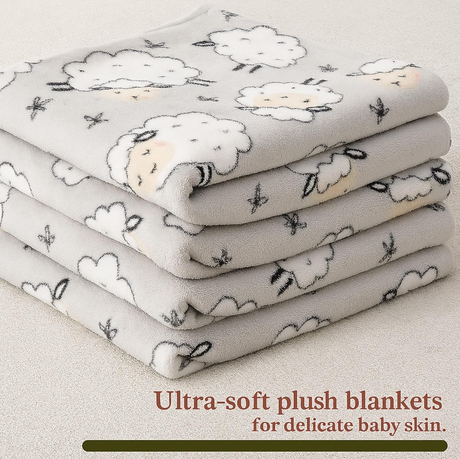 Gray Sheep Plush Baby Blanket Soft and Cozy for Newborns