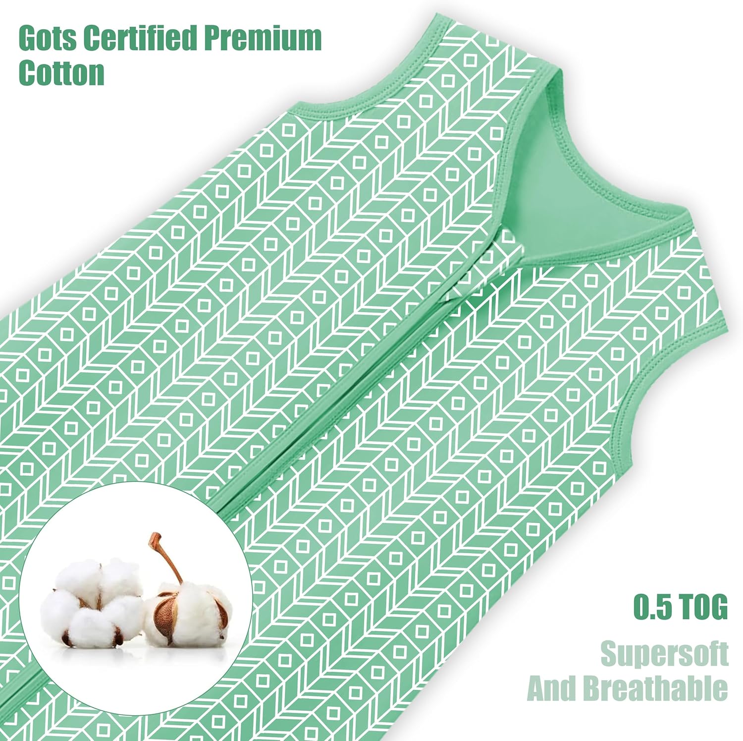 SWEET DOLPHIN 18-24M Sleep Sack 3-Pack Green Cotton