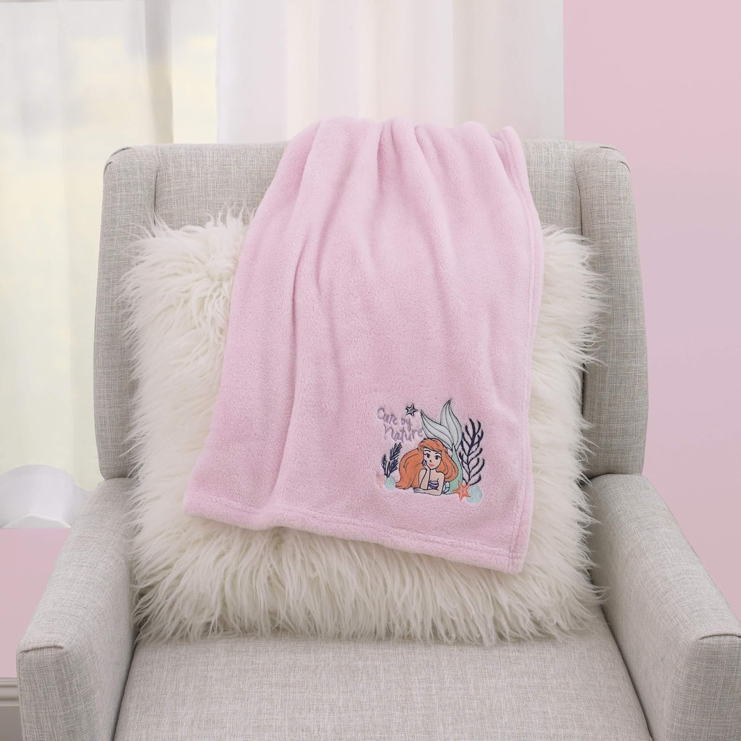 Disney Little Mermaid Ariel Pink Coral Baby Blanket