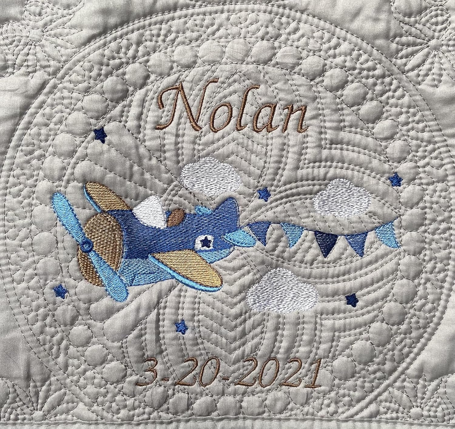 Personalized Baby Blanket with Airplane Design